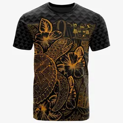 Alohawaii T-Shirt - Tee Fiji Polynesian - Turtle Hibiscus Gold - BN39