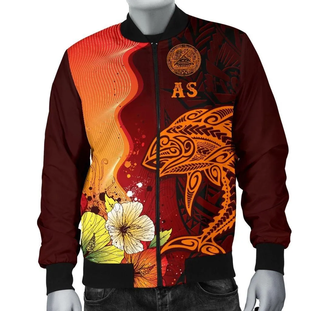 American Samoa Mens Bomber Jacket - Tribal Tuna Fish