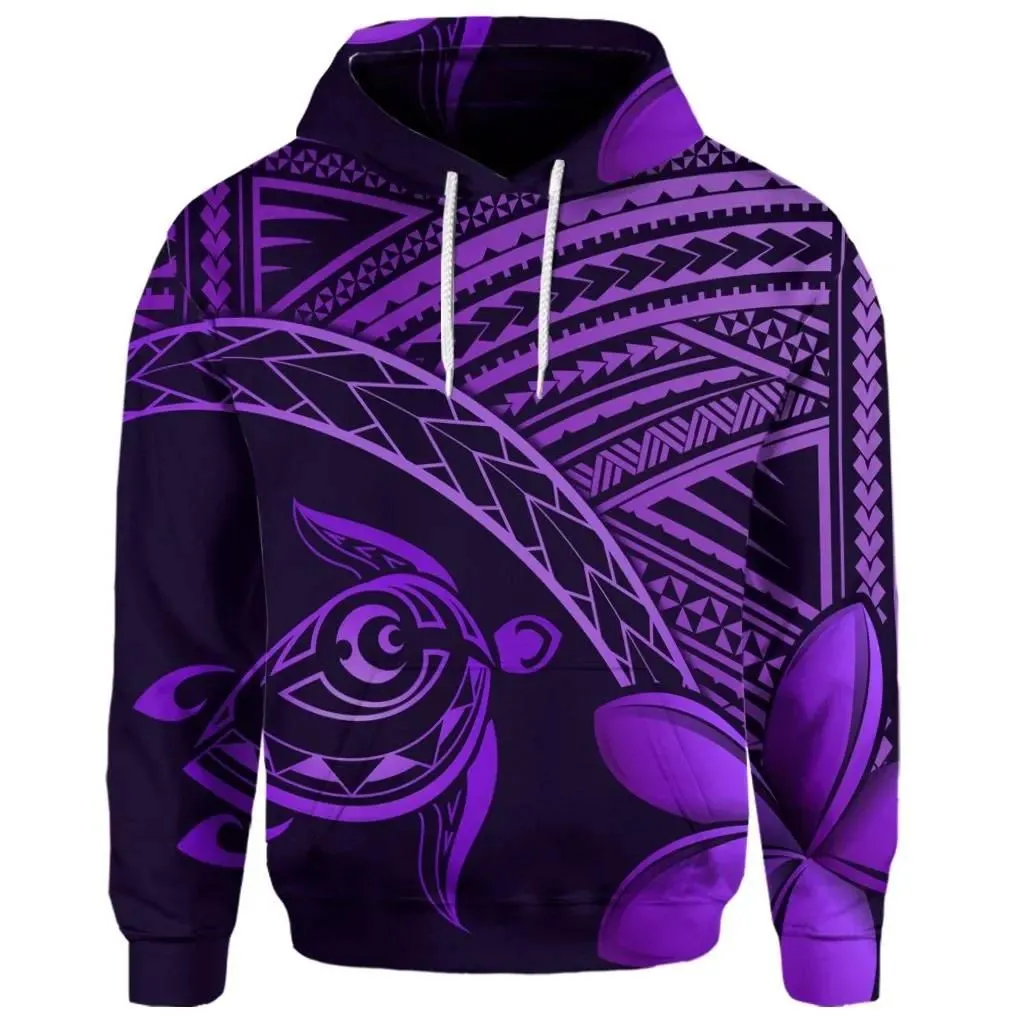 Alohawaii Hoodie - (Personalised) Hawaiian Turtle Plumeria Kakau Polynesian Quilt Hoodie Neo Purple AH - J0R