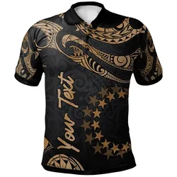 Cook Islands Polynesian Custom Personalised Polo Shirt - Poly Tattoo Gold Version