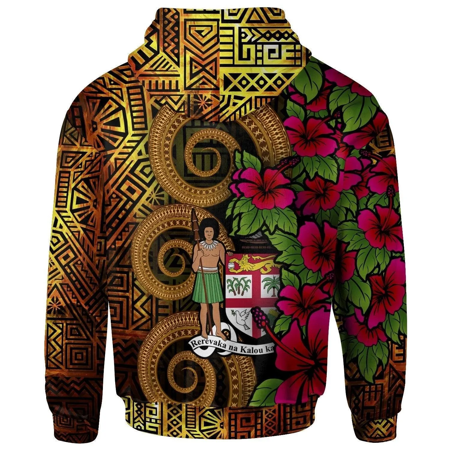 Fiji Polynesian Hoodie - Hibiscus Vintage
