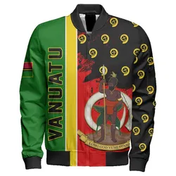 Vanuatu Flag Pattern Style Sleeve Zip Bomber Jacket T09