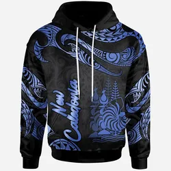 New Caledonia Polynesian Hoodie - Poly Tattoo Blue Version