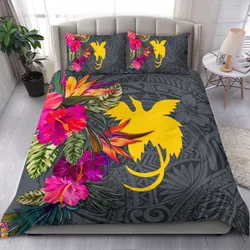 Papua New Guinea Bedding Set - Hibiscus Polynesian Pattern Gray Version