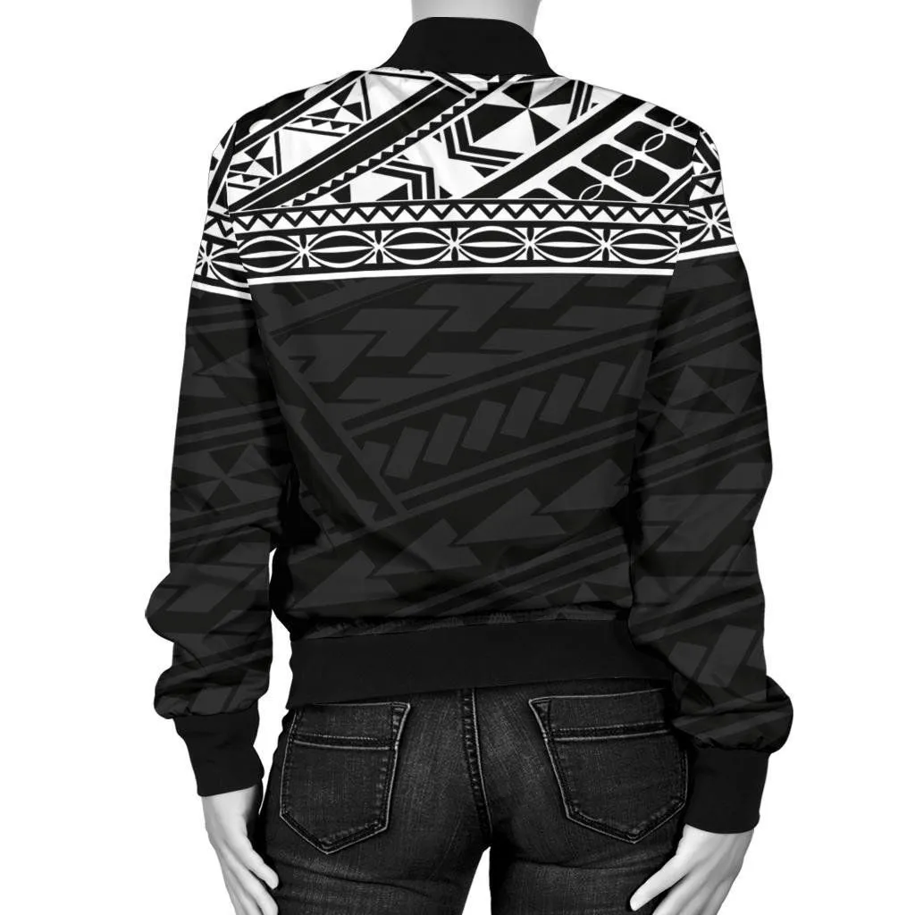 Polynesian Women's Bomber Jacket - Custom Black Style - BN09