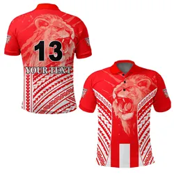 (Custom Personalised) LABASA Football Polo Shirt Strong Lion Of Fiji - Custom Text and Number LT13