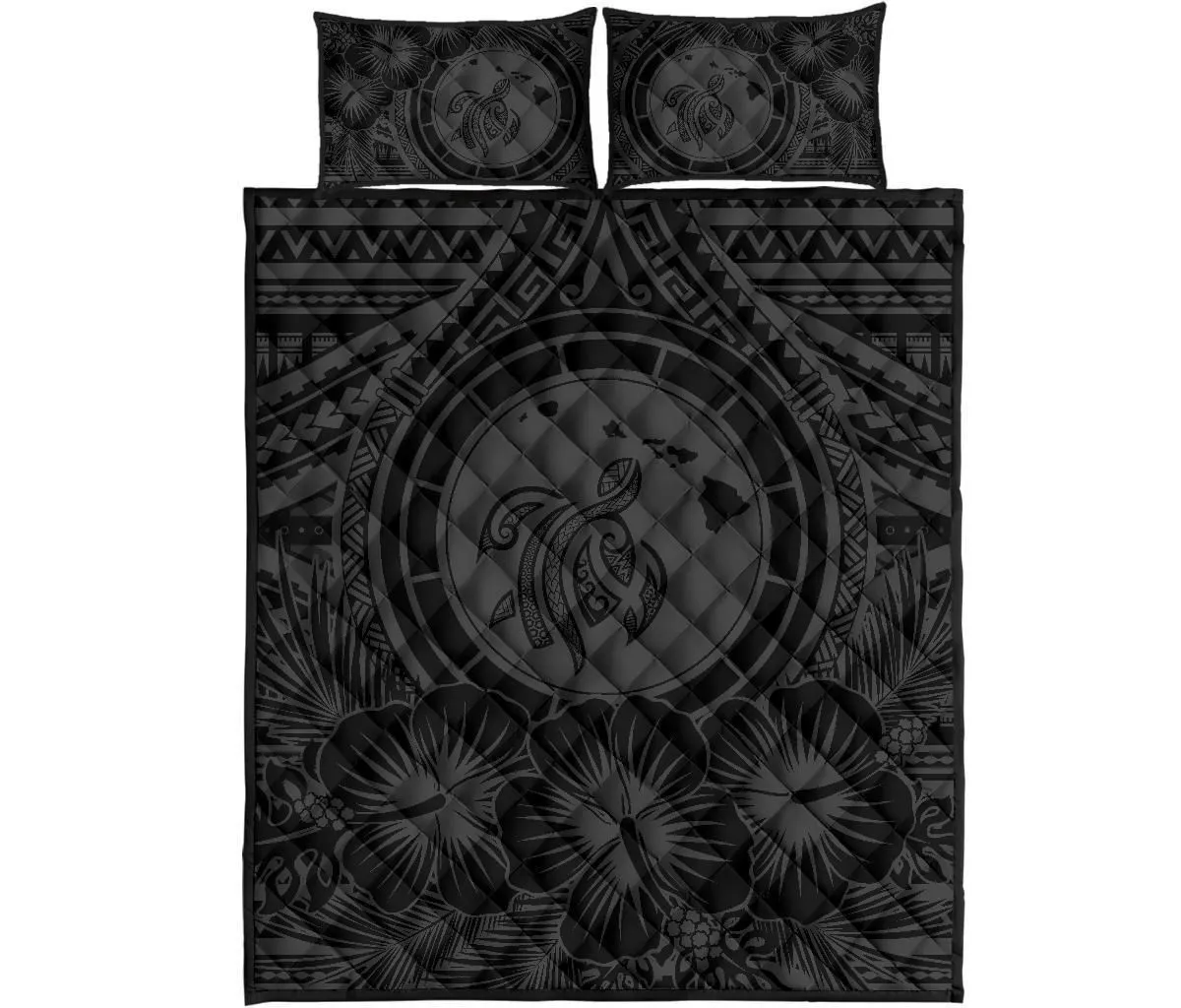 Alohawaii Bedding Set Hawaii Map Honu Hibiscus Gray Polynesian Quilt Bed Set Ah Jg1 Dhc1712636Dd