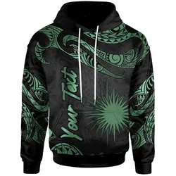 Marshall Islands Polynesian Custom Personalised Hoodie - Poly Tattoo Green Version