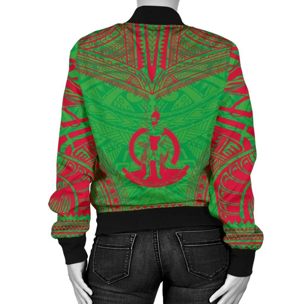 Vanuatu Flag Polynesian Chief Women'S Bomber Jacket - Bn10
