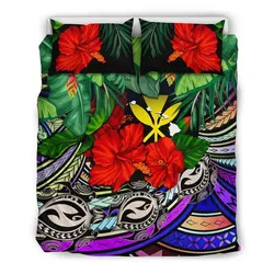 FamilyGater Bedding Set - Cover and Pillow Cases Kanaka Maoli (Hawaiian) - Polynesian Turtle Colorful And Hibiscus��A24
