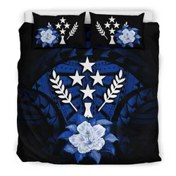 Kosrae Dark Blue Hibiscus Black And Blue Bedding Set Bedroom Decor