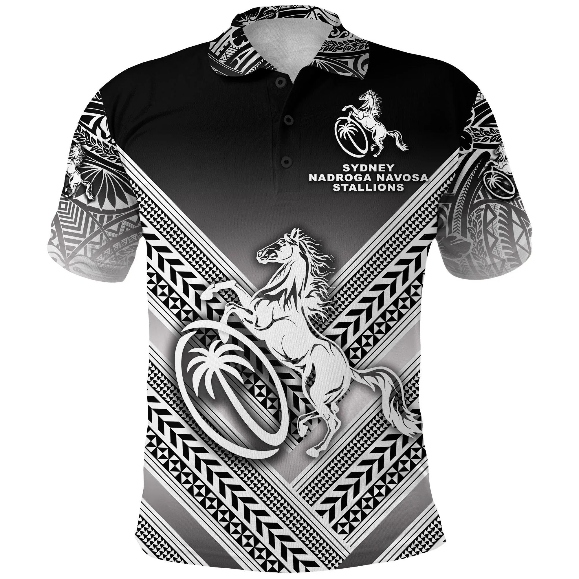 Fiji Rugby Polo Shirt Sydney Nadroga Navosa Stallions Creative Style - Gradient Black LT8