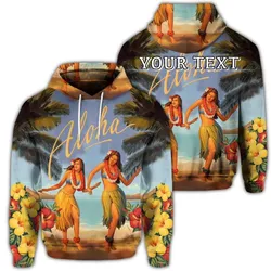 (Personalised) Hawaiian Aloha Hula Girl Hibiscus Polynesian Hoodie