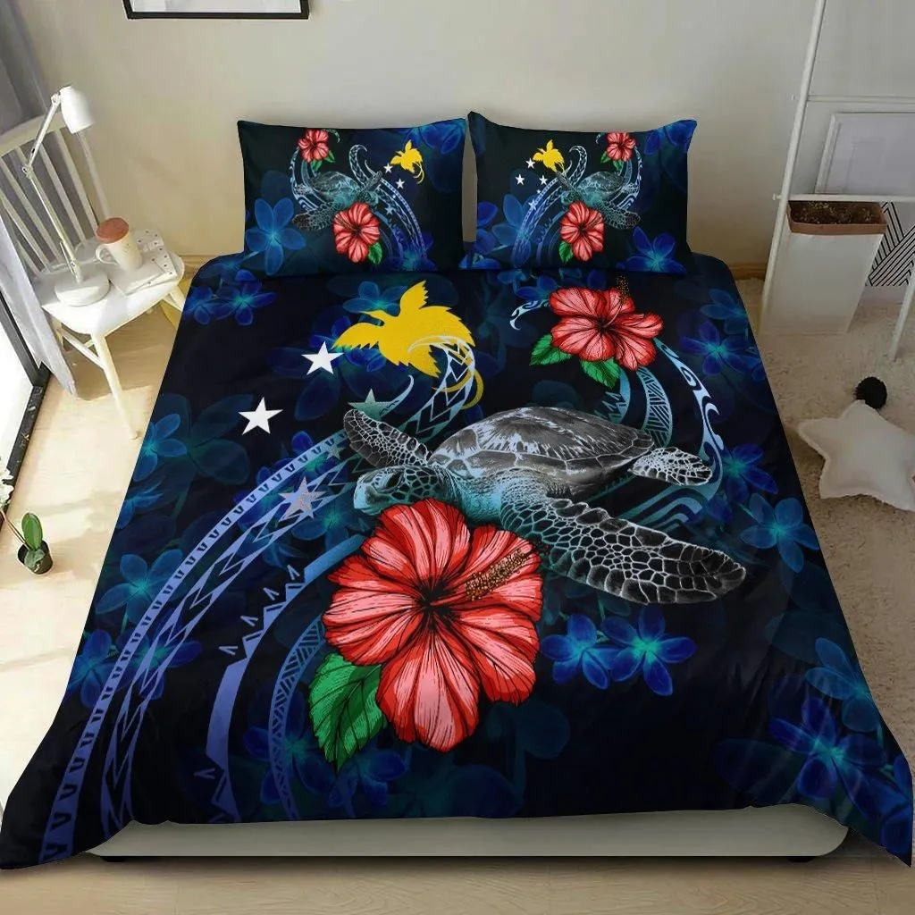 Papua New Guinea Polynesian Bedding Set - Blue Turtle Hibiscus