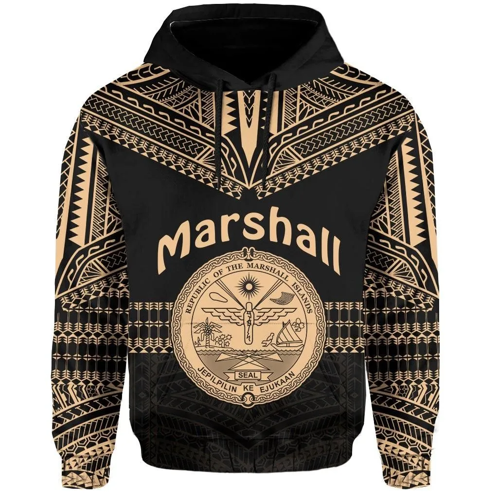 (Custom Text and Number) Marshall Islands Hoodie Best Tattoo Version Golden LT13