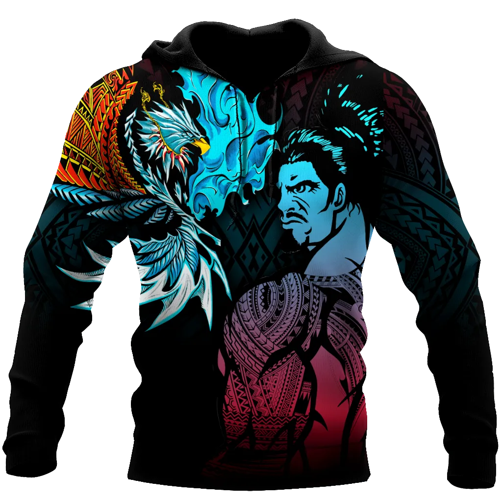 Amazing Polynesian Warrior 3D Tattoo Unisex Deluxe Hoodie ML