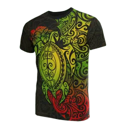 Hawaii Polynesian Reggae Turtle Hibiscus Tattoo Unisex 3D T-Shirt All Over Print ONCAI