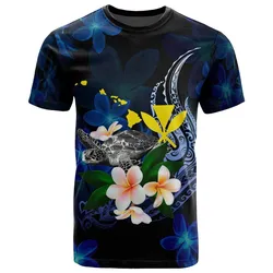 Polynesian Hawaii T shirt - Turtle With Plumeria Flowers