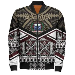 Samoa Bomber Jacket - Samoa Masi Dobby Coat Of Arms Bomber Jacket