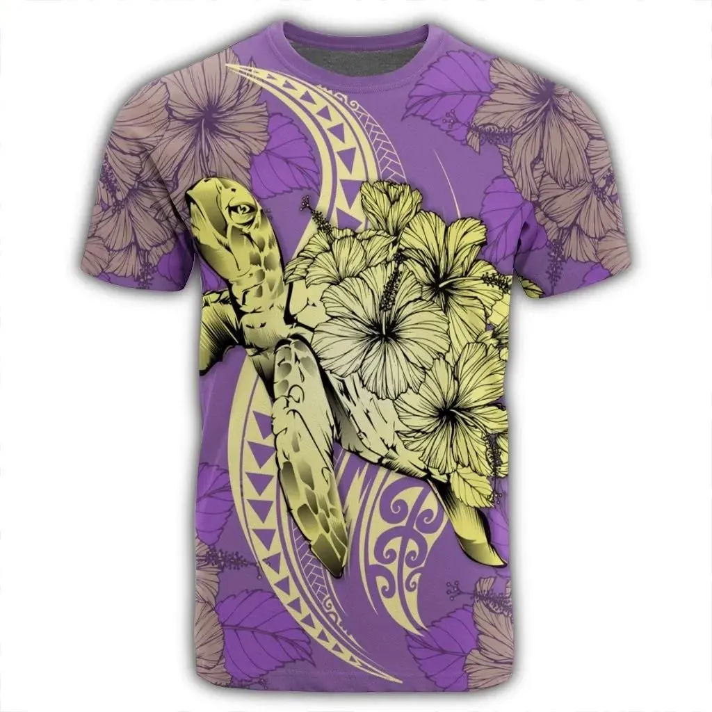 Alohawaii Tee - Hawaii Polynesian Turtle Hibiscus T-shirt Yellow - AH - J4R