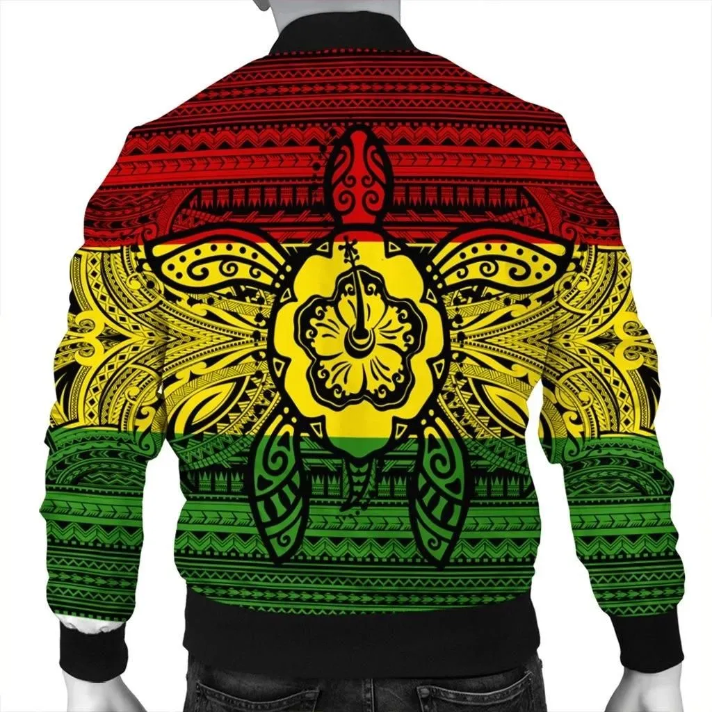 FamilyGaterJacket - Hawaiian Turtle Polynesian Tribal Bomber Jacket Reggae AH - J7R