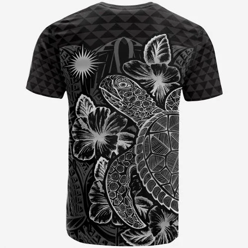 Marshall Islands T shirt - Marshall Islands Flag Turtle Hibiscus Black