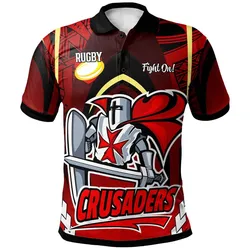 Crusaders Rugby Polo Shirt - Custom Crusaders Rugby League with Polynesian Culture Polo Shirt