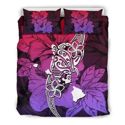 FamilyGater Bedding Set - Cover and Pillow Cases Hawaiian Polynesian Plumeria Hibiscus Turtle Sweat - AH - J1