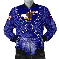 American Samoa Polynesian Men's Bomber Jacket - American Samoa Flag with Polynesian Tattoo - BN18