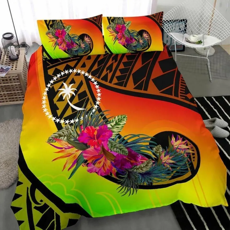 Vibe Hoodie Chuuk Bedding Set - Polynesian Hook And Hibiscus (Raggae)