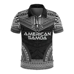 American Samoa Polo Shirt - American Samoa Seal Polynesian Chief Tattoo Black Version