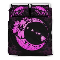 Hawaiian Map Hibiscus Turtle Polynesian Moon Bedding Set Pink