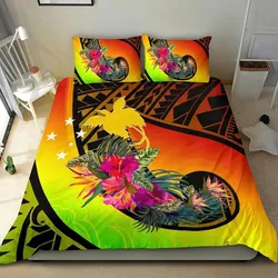 Papua New Guinea Bedding Set - Polynesian Hook And Hibiscus (Raggae)