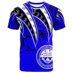 Federated States of Micronesia T-Shirt - Tropical Leaf Blue Color