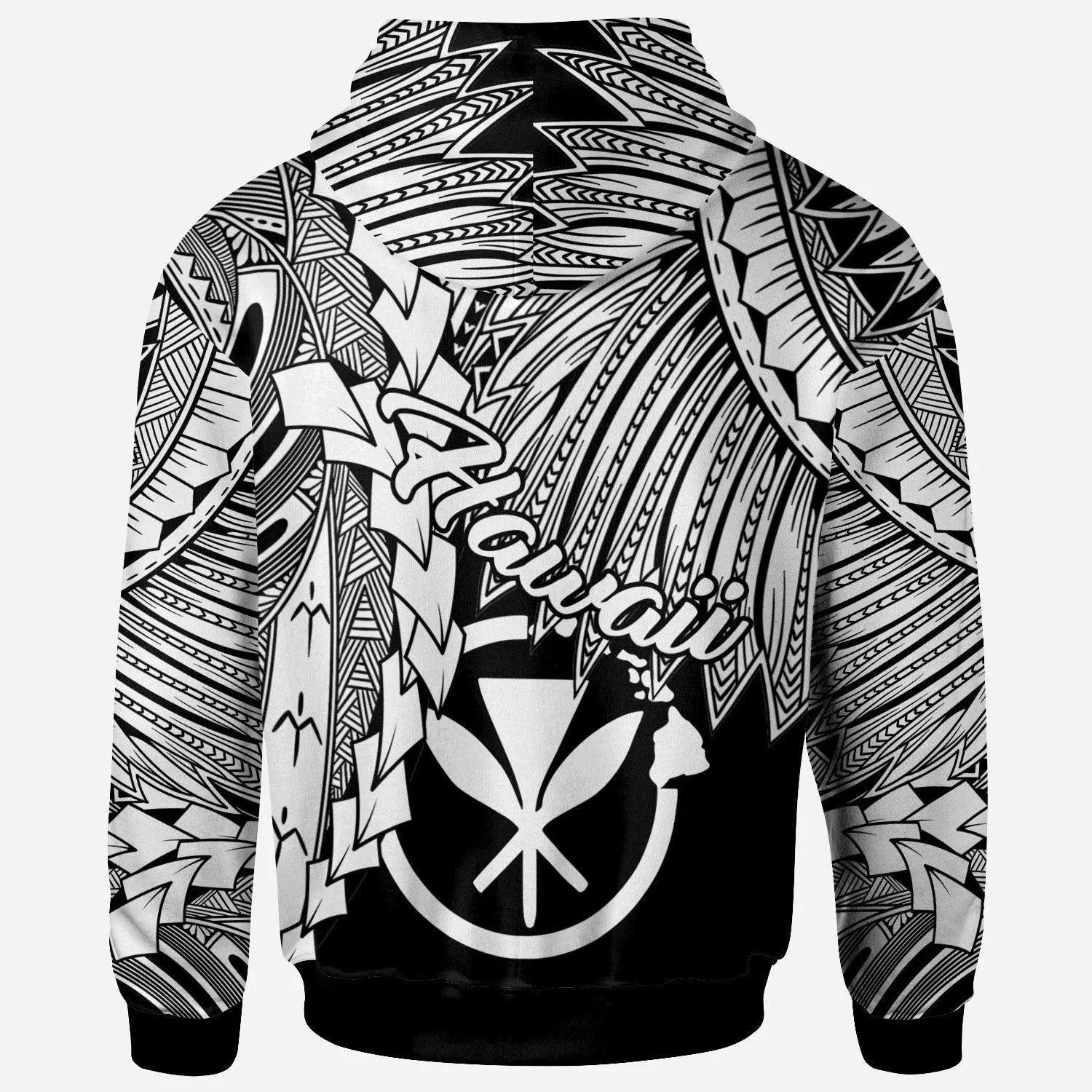 Polynesian Hawaii Custom Personalised Hoodie - Tribal Wave Tattoo White