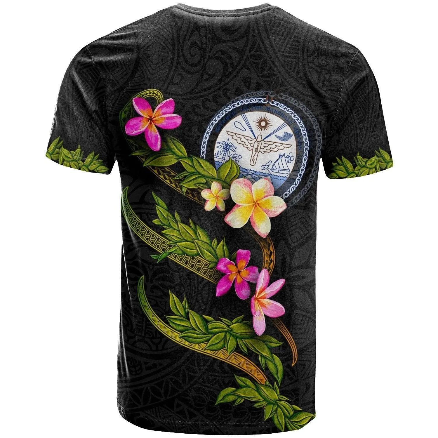 Marshall Islands Polynesian Custom Personalised T shirt - Plumeria Tribal