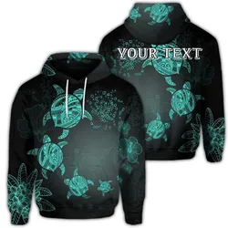 (Personalised) Hawaiian Plumeria Hibiscus Turtle Under Sea Polynesian Hoodie Blue AH