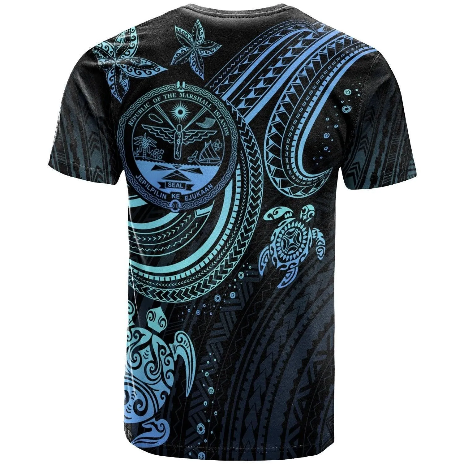 Marshall Islands Custom Personalised T shirt - Coat Of Arm with Blue Turtle