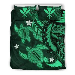 Hawaiian Bedding Set - Hawaii Polynesian Turtle Hibiscus Bedding Set - Green - AH - J4