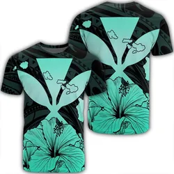 Hawaiian Kanaka T-Shirt Hibiscus Polynesian Love - Turquoise - AH