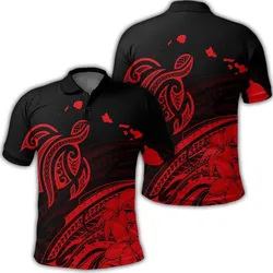 Hawaii Turtle Polynesian Map Plumeria Polo Shirt Red - AH