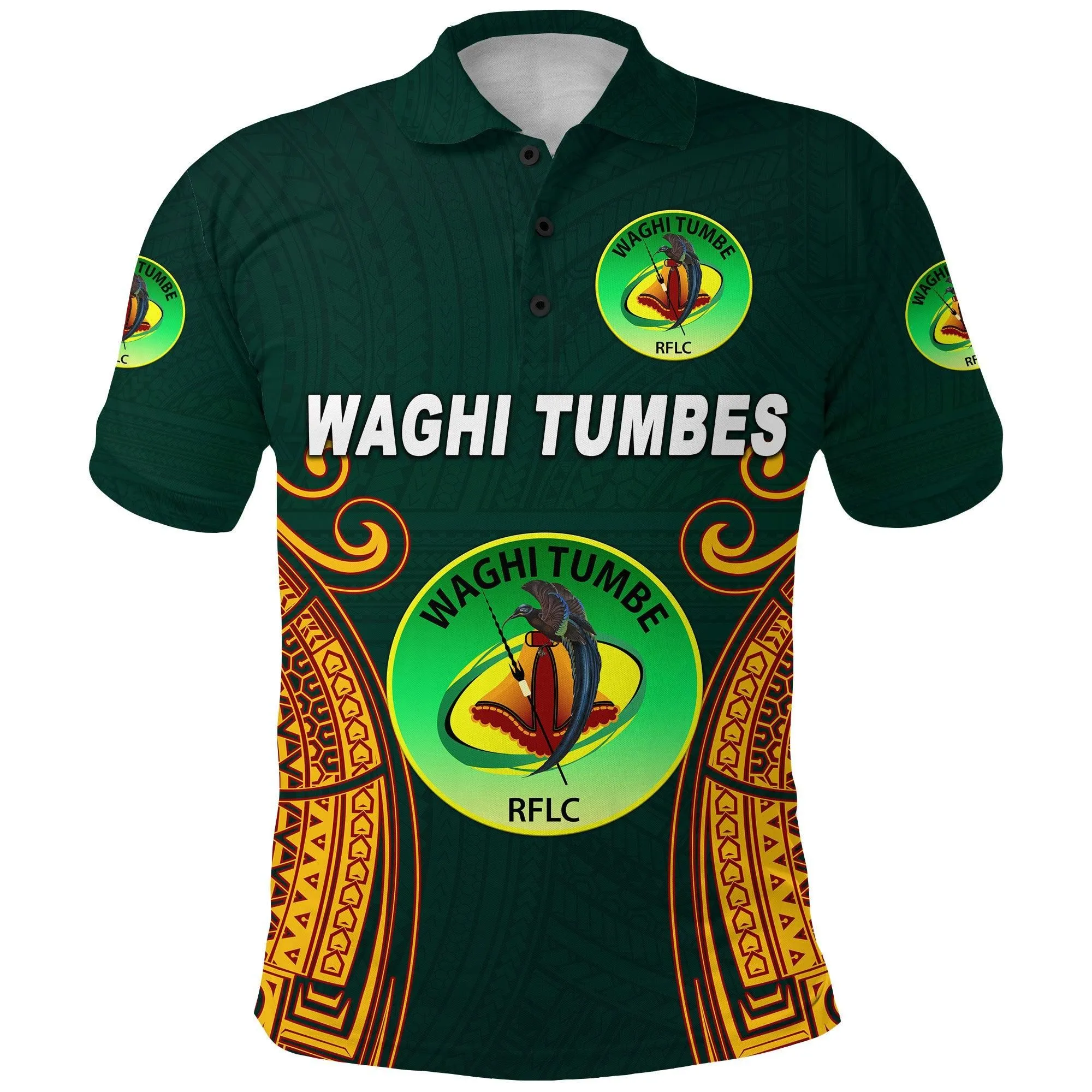 Papua New Guinea Waghi Tumbes Polo Shirt Rugby - Green LT8
