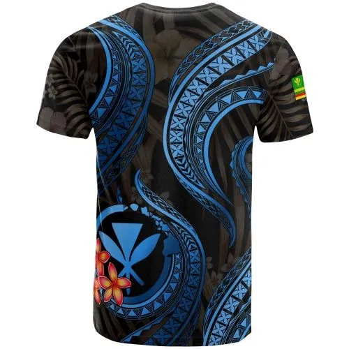 Polynesian Hawaii T shirt - Blue Plumeria