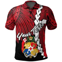 Tonga Polynesian Custom Personalised Polo Shirt - Tribal Wave Tattoo Flag Color