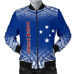 Samoa Custom Personalised Mens Bomber Jacket - Polynesian Fog Blue