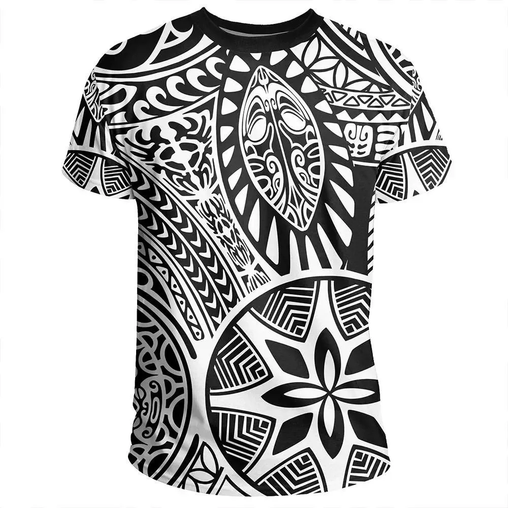 Polynesian Hawaiian Style Tribal Tattoo White T-Shirt - AH - JR