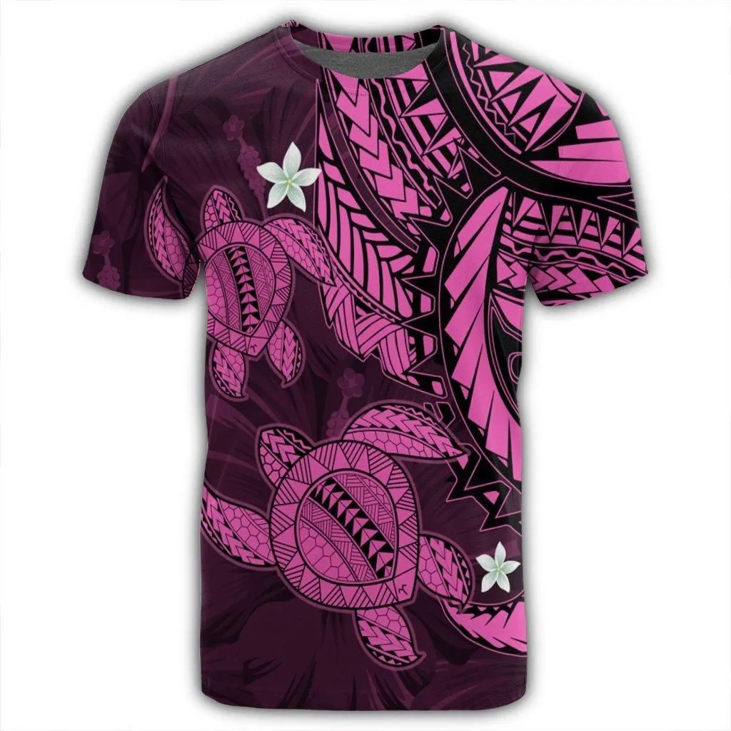 Hawaii Polynesian Turtle Hibiscus T-Shirt - Pink - AH