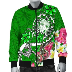 Fiji Bomber Jacket - Turtle Plumeria (Green)