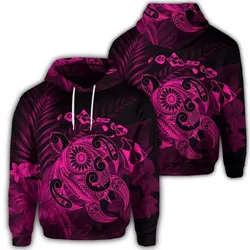 Alohawaii Hoodie - Hawaiian Map Turtle Tattoo Hibiscus Plumeria Polynesian Hoodie - Pink - AH - J4R