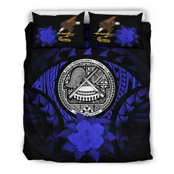 American Samoa Blue Hibiscus Bedding Set A02